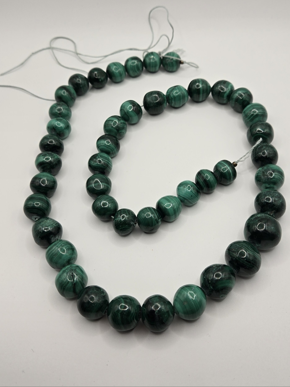 Green Malachite Round Beads Hank- Polished Gemstone Strand